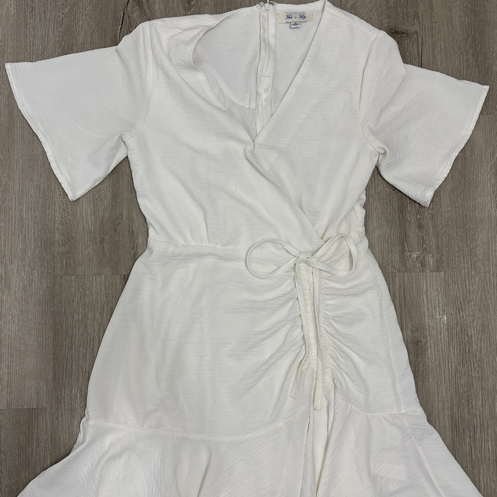 She + Sky White Midi Wrap Dress